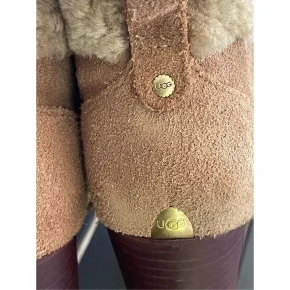 UGG Analise Chestnut Lace Up Ankle Boots Suede Chunky Heel Size 10 - Picture 13 of 13